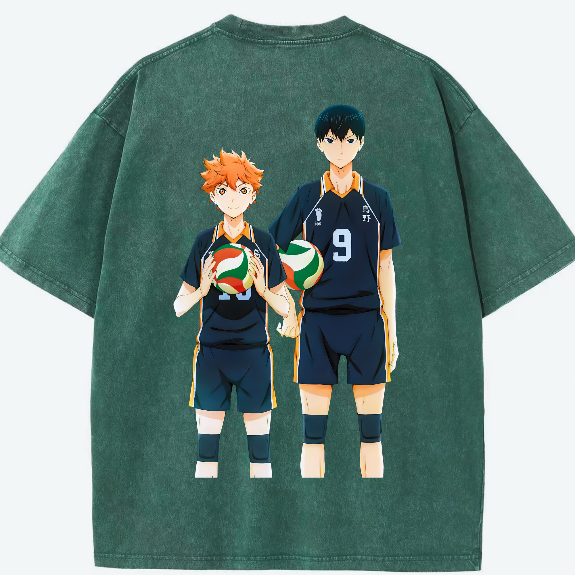 （画像用） ハイキュー!! Haikyu!! 綿100% ヴィンテージ風 半袖Tシャツ（背面プリント）